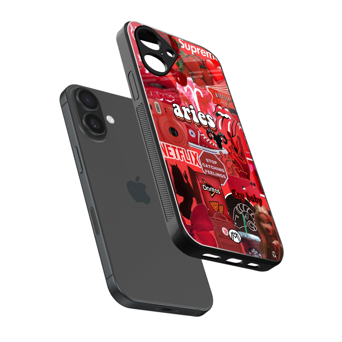 aries aesthetic collage back phone cover | glass case for iphone 16