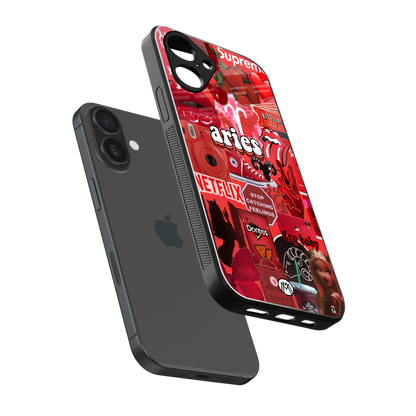 aries aesthetic collage back phone cover | glass case for iphone 16