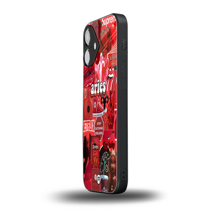 aries aesthetic collage back phone cover | glass case for iphone 16