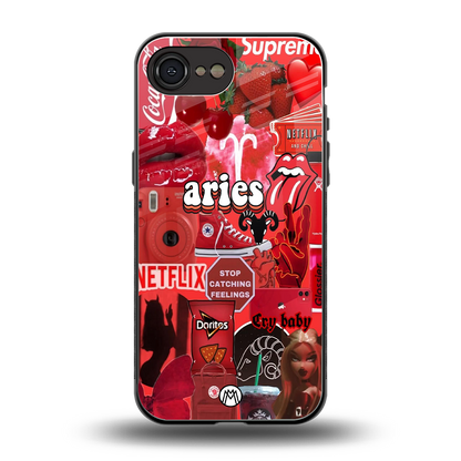 aries aesthetic collage back phone cover | glass case for iphone 16e