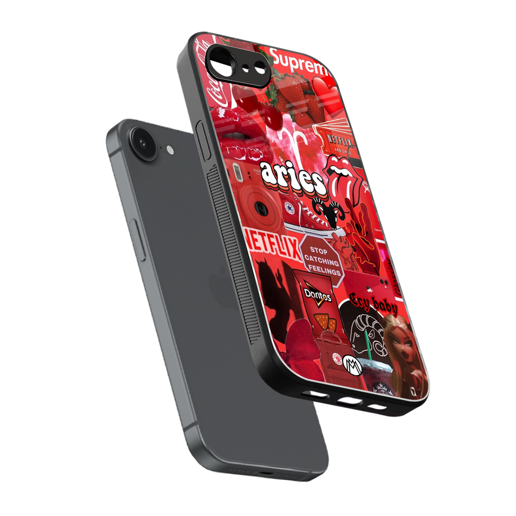aries aesthetic collage back phone cover | glass case for iphone 16e
