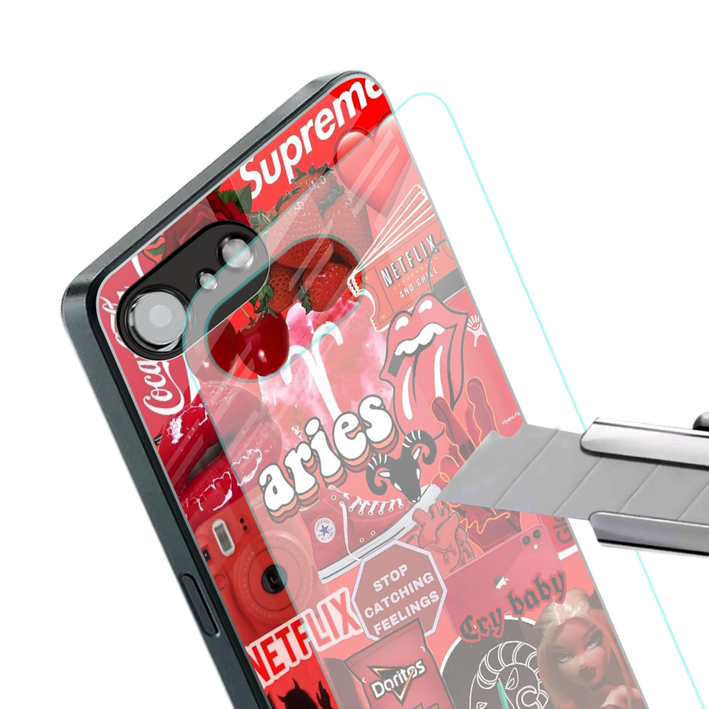 aries aesthetic collage back phone cover | glass case for iphone 16e