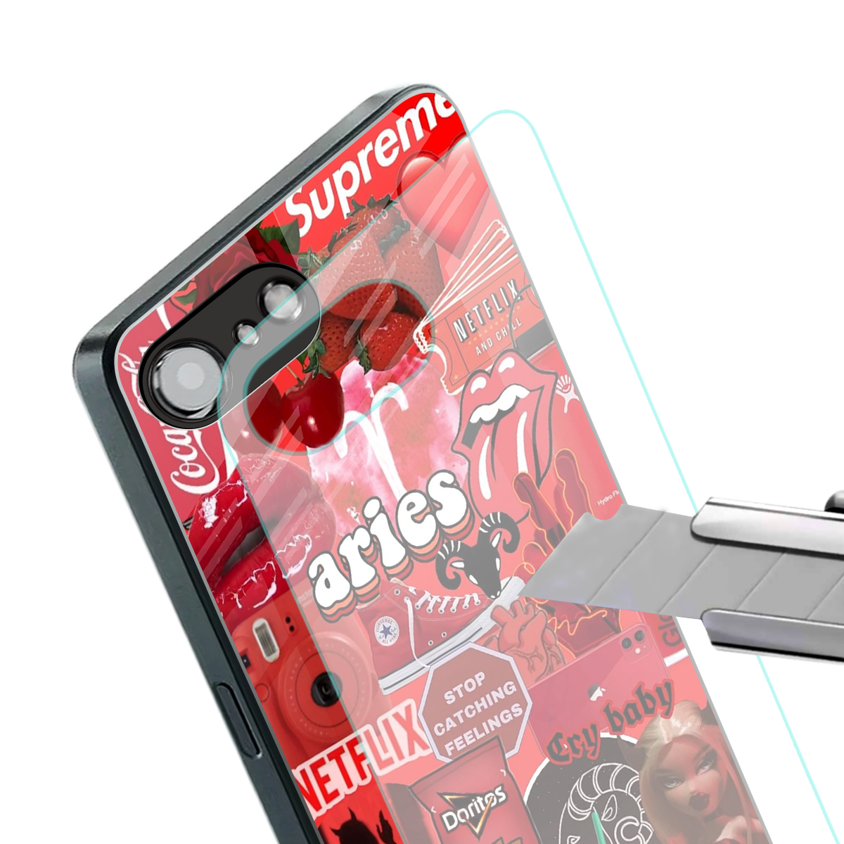 aries aesthetic collage back phone cover | glass case for iphone 16e