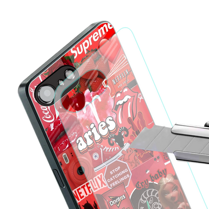 aries aesthetic collage back phone cover | glass case for iphone 16e