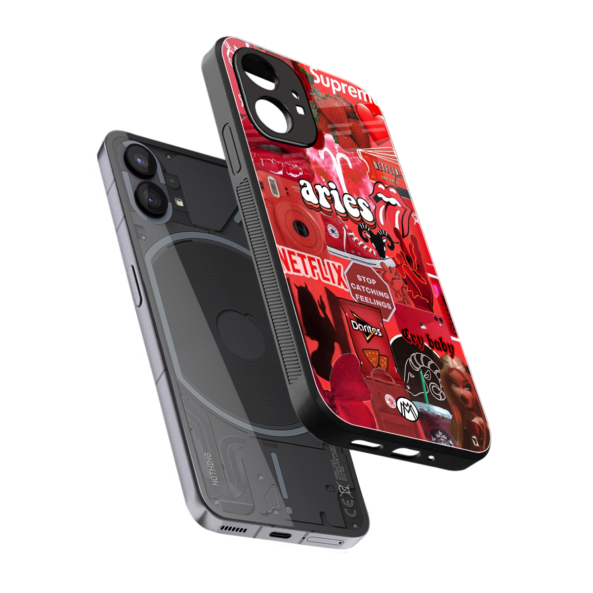 aries aesthetic collage back phone cover | glass case for nothing phone 1