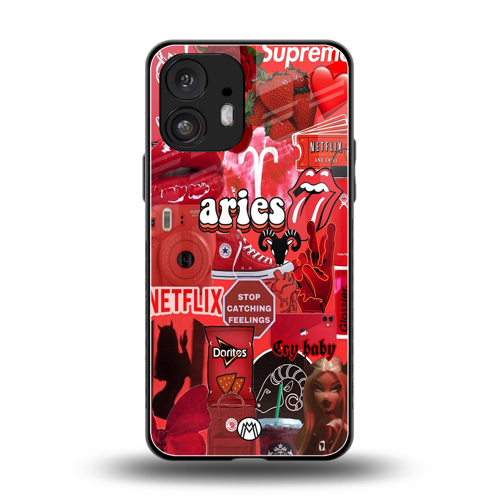 aries aesthetic collage back phone cover | glass case for nothing phone 2