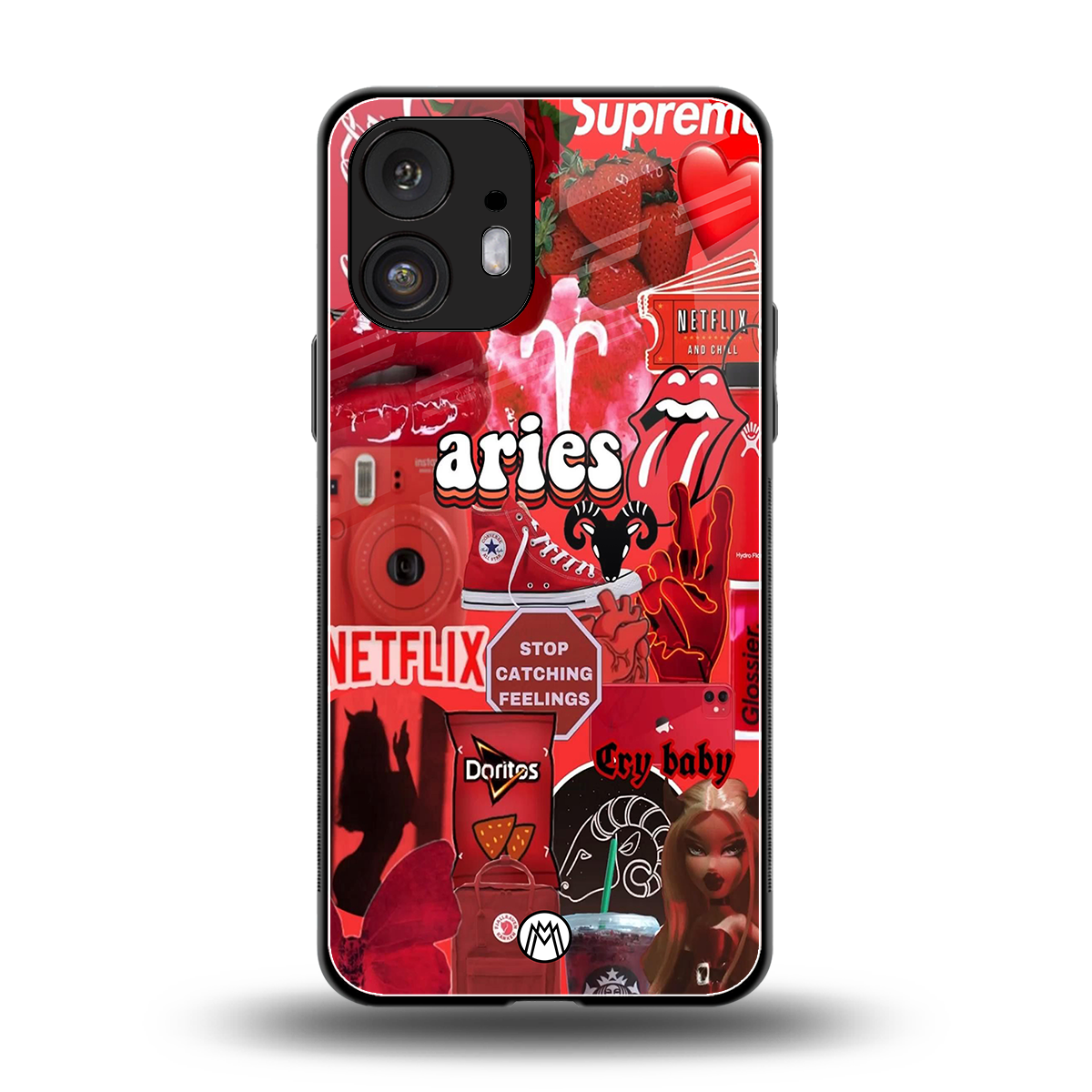 aries aesthetic collage back phone cover | glass case for nothing phone 2