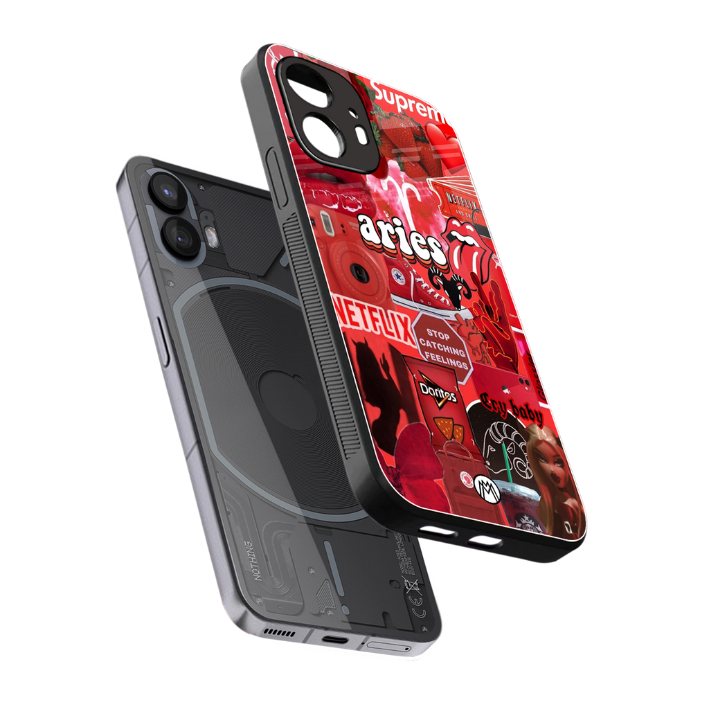 aries aesthetic collage back phone cover | glass case for nothing phone 2