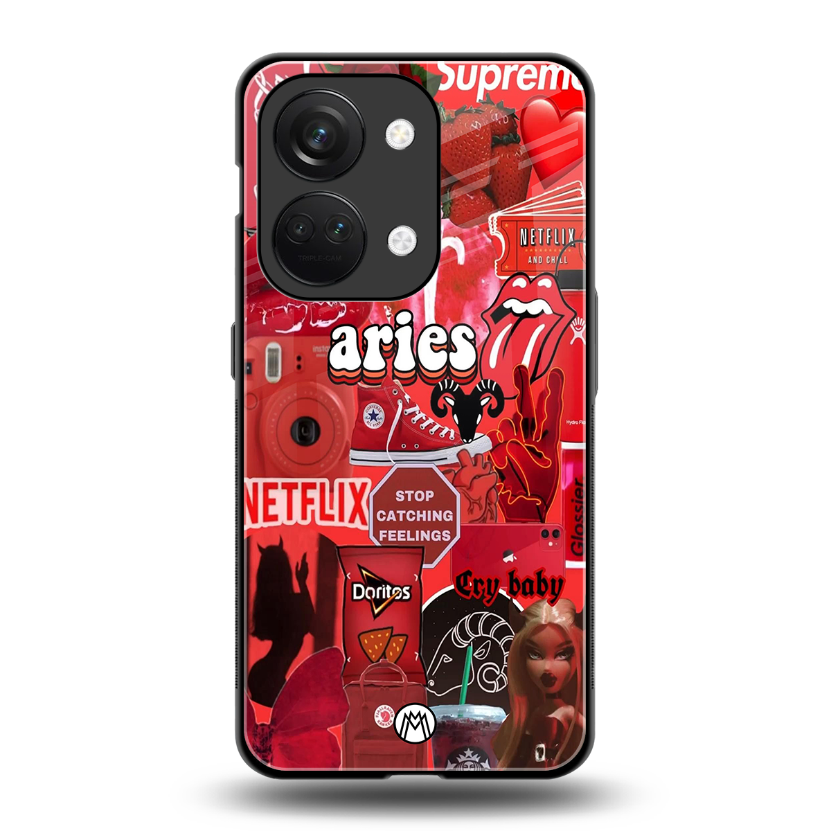 aries aesthetic collage back phone cover | glass case for oneplus nord 3
