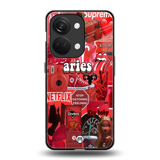aries aesthetic collage back phone cover | glass case for oneplus nord 3