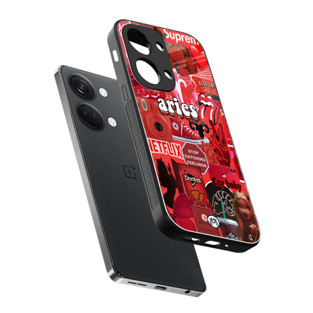 aries aesthetic collage back phone cover | glass case for oneplus nord 3