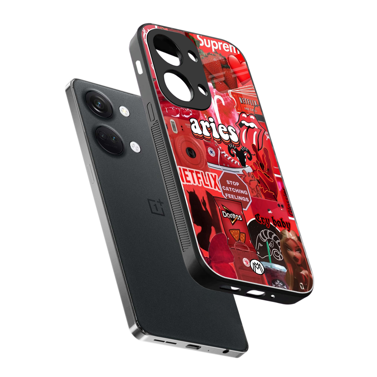 aries aesthetic collage back phone cover | glass case for oneplus nord 3