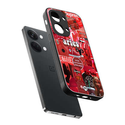 aries aesthetic collage back phone cover | glass case for oneplus nord 3