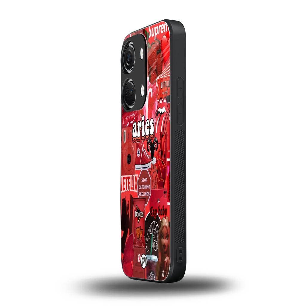 aries aesthetic collage back phone cover | glass case for oneplus nord 3