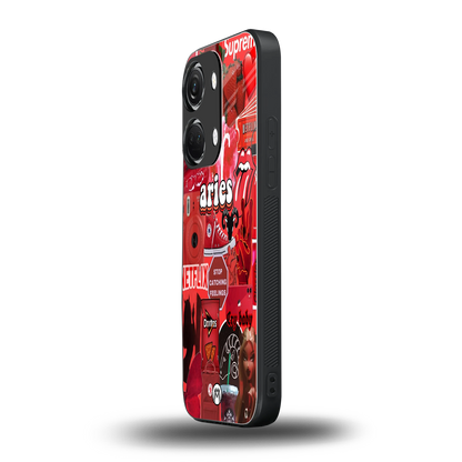 aries aesthetic collage back phone cover | glass case for oneplus nord 3