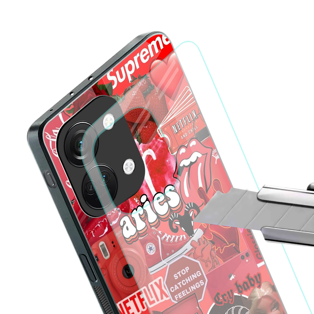 aries aesthetic collage back phone cover | glass case for oneplus nord 3