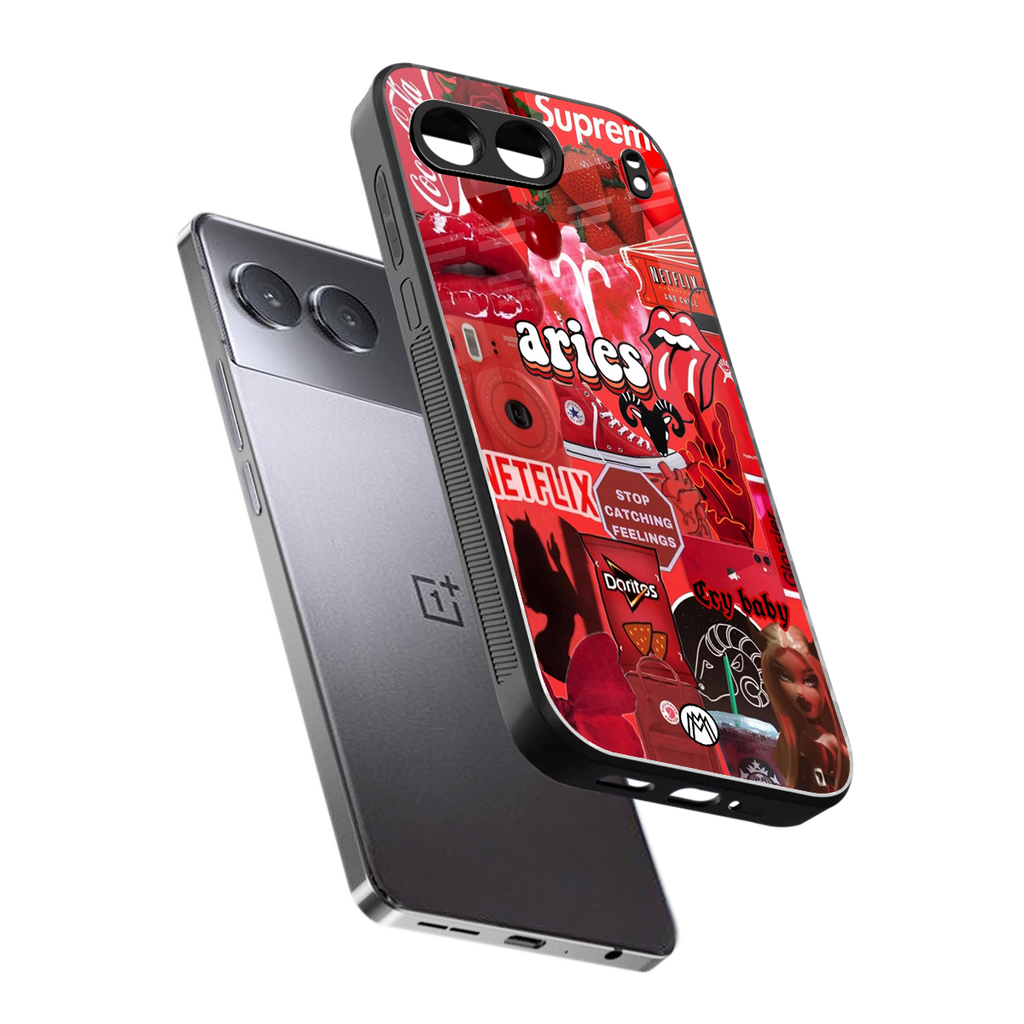 aries aesthetic collage back phone cover | glass case for oneplus nord 4