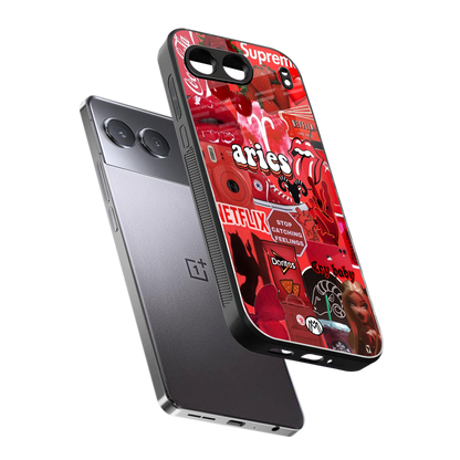 aries aesthetic collage back phone cover | glass case for oneplus nord 4