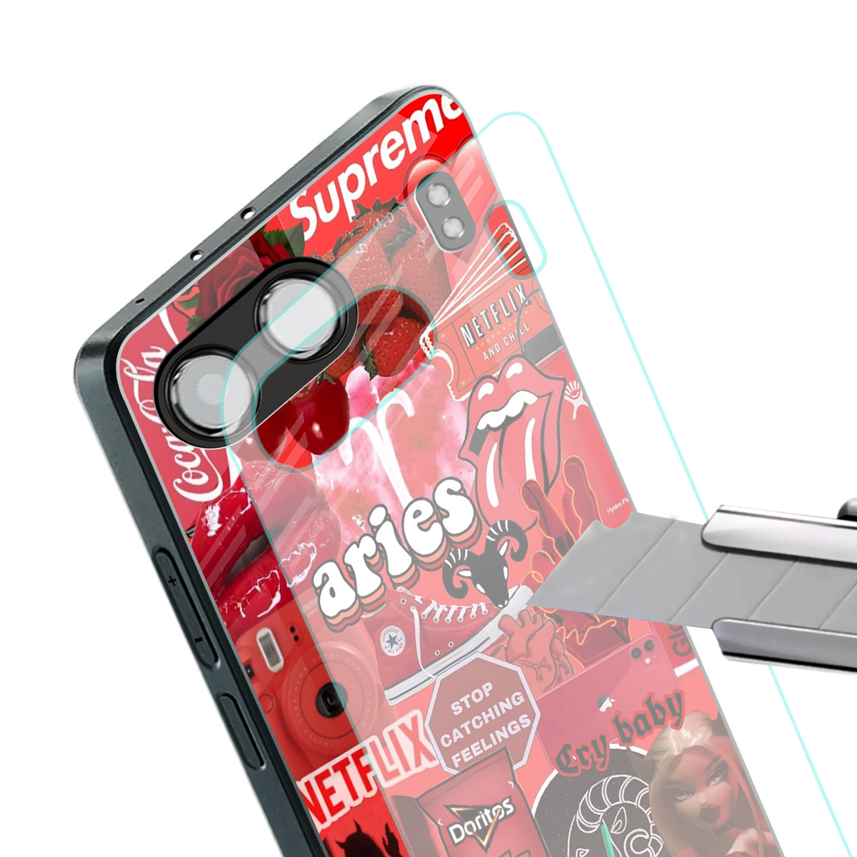 aries aesthetic collage back phone cover | glass case for oneplus nord 4