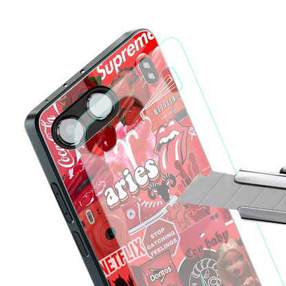 aries aesthetic collage back phone cover | glass case for oneplus nord 4