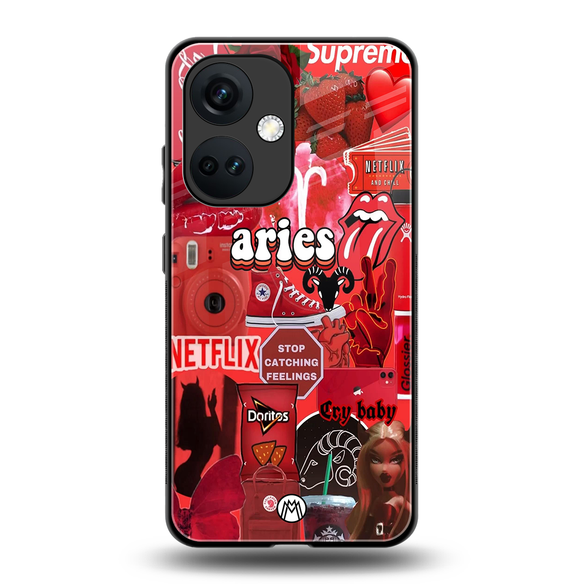 aries aesthetic collage back phone cover | glass case for oneplus nord ce 3