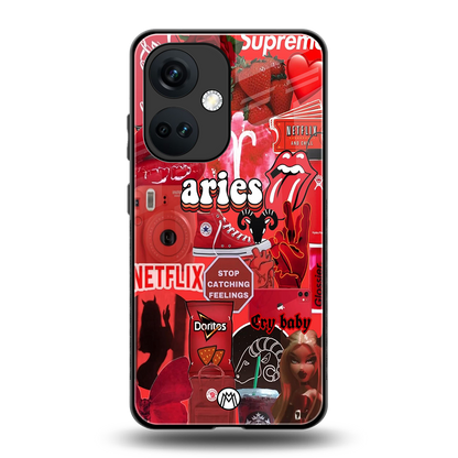 aries aesthetic collage back phone cover | glass case for oneplus nord ce 3