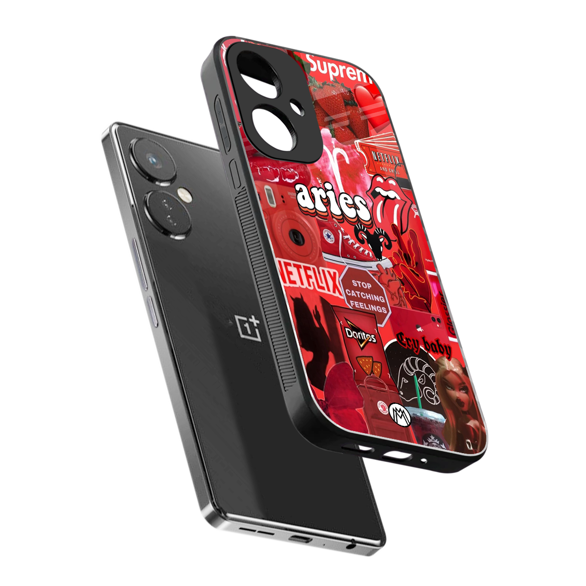aries aesthetic collage back phone cover | glass case for oneplus nord ce 3