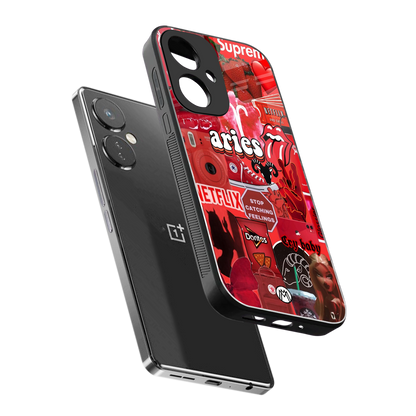 aries aesthetic collage back phone cover | glass case for oneplus nord ce 3