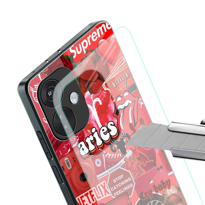 aries aesthetic collage back phone cover | glass case for oneplus nord ce 3