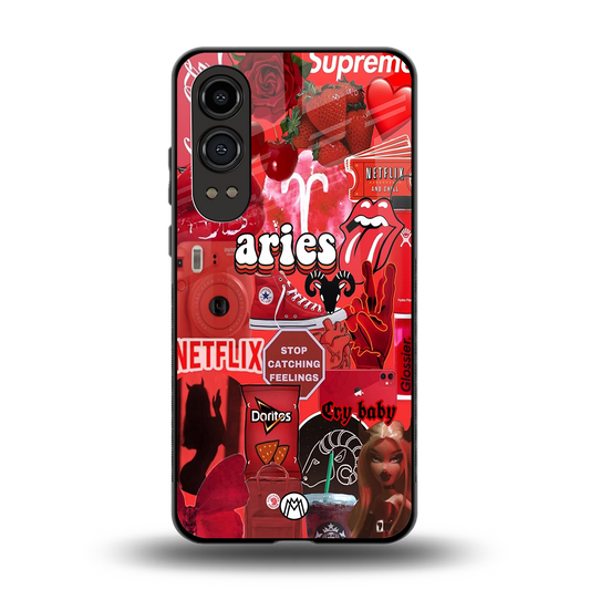 aries aesthetic collage back phone cover | glass case for oneplus nord ce 4 lite