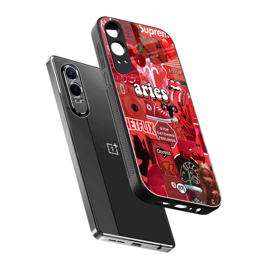 aries aesthetic collage back phone cover | glass case for oneplus nord ce 4 lite
