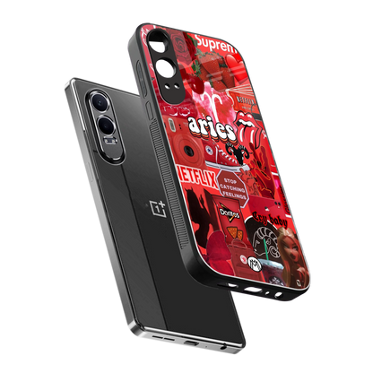aries aesthetic collage back phone cover | glass case for oneplus nord ce 4 lite