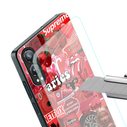 aries aesthetic collage back phone cover | glass case for oneplus nord ce 4 lite