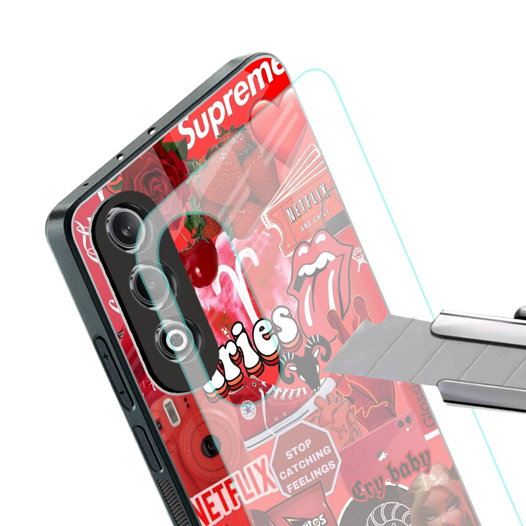 aries aesthetic collage back phone cover | glass case for oneplus nord ce 4