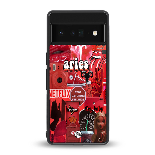 aries aesthetic collage back phone cover | glass case for google pixel 6 pro