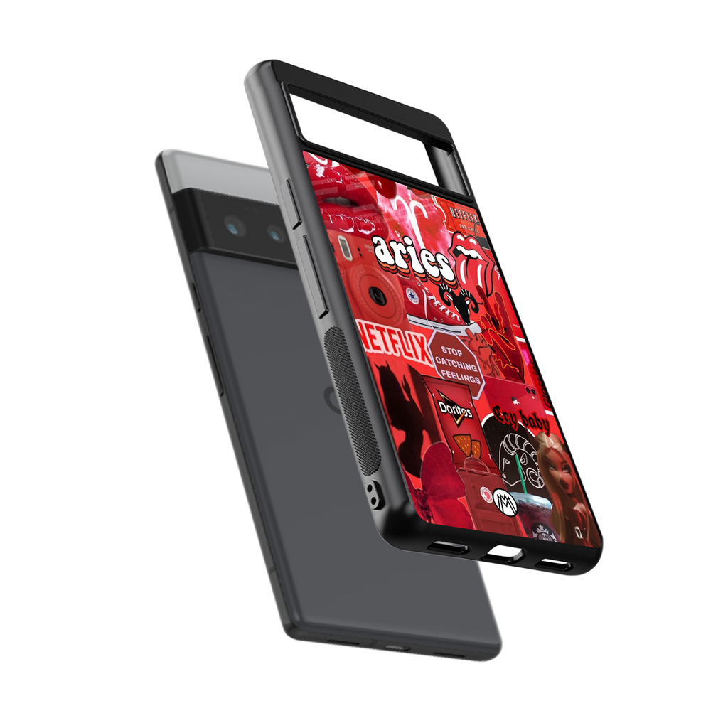 aries aesthetic collage back phone cover | glass case for google pixel 6 pro