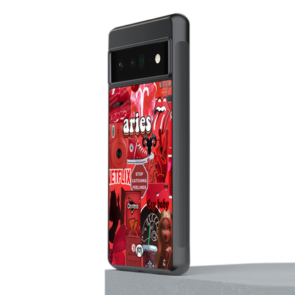 aries aesthetic collage back phone cover | glass case for google pixel 6 pro