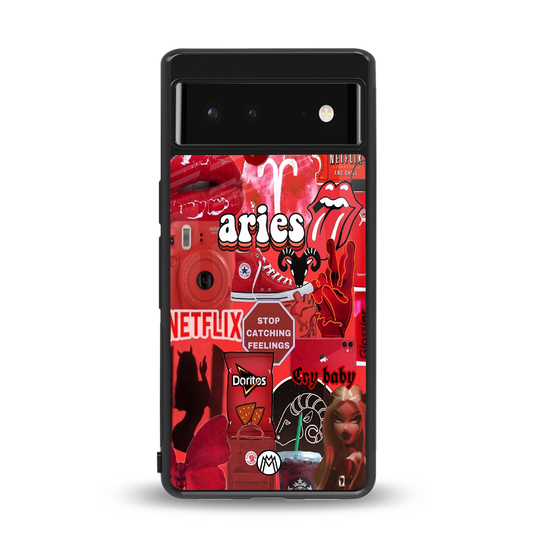 aries aesthetic collage back phone cover | glass case for Google Pixel 6A