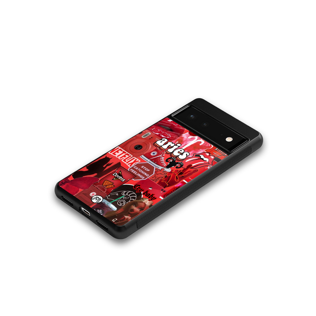 aries aesthetic collage back phone cover | glass case for google pixel 6