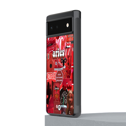 aries aesthetic collage back phone cover | glass case for google pixel 6