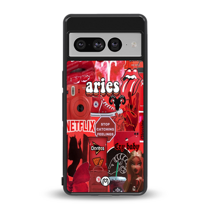 aries aesthetic collage back phone cover | glass case for google pixel 7 pro