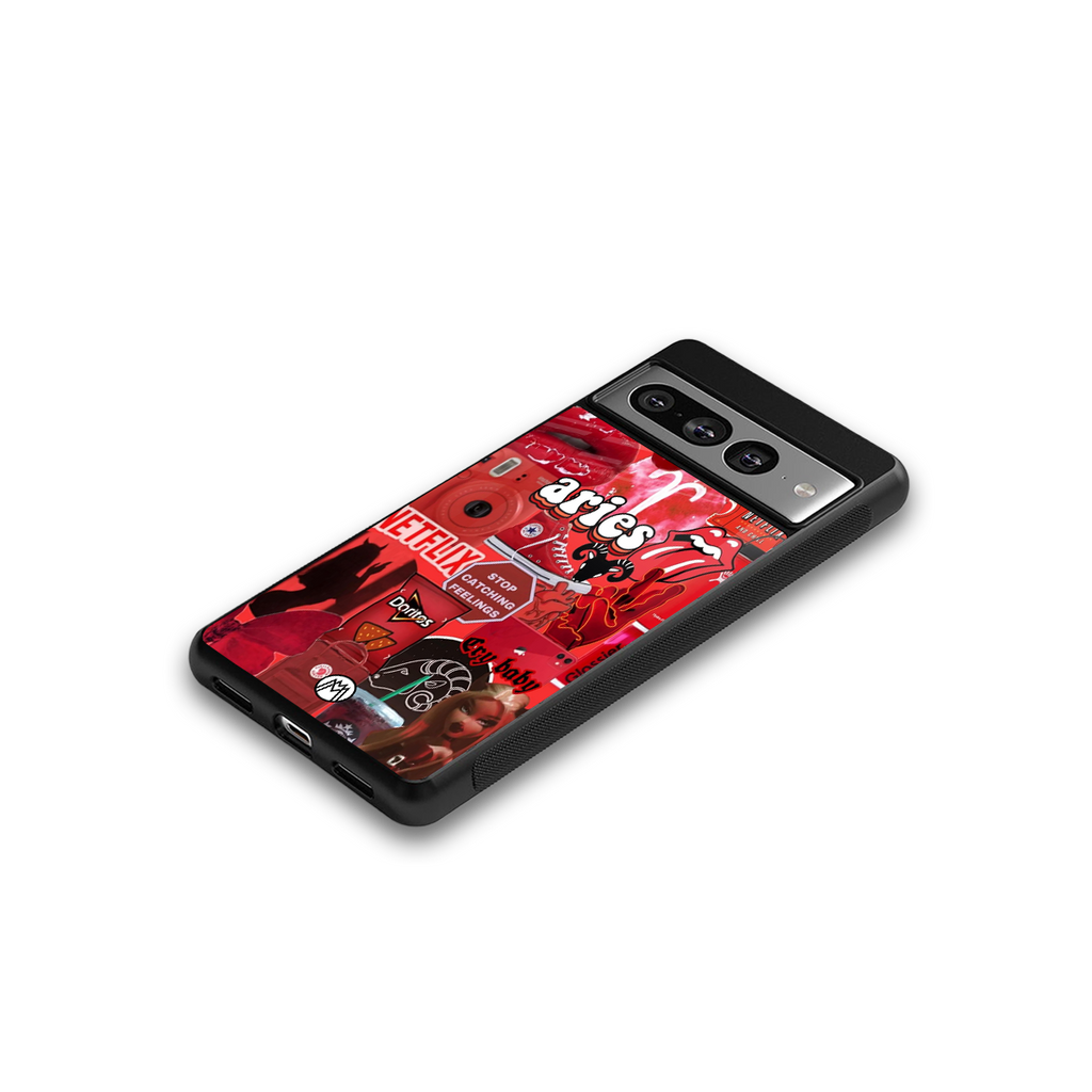 aries aesthetic collage back phone cover | glass case for google pixel 7 pro