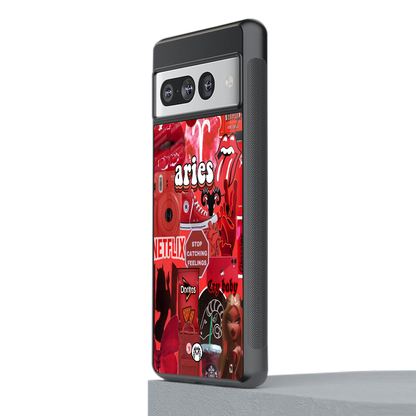 aries aesthetic collage back phone cover | glass case for google pixel 7 pro
