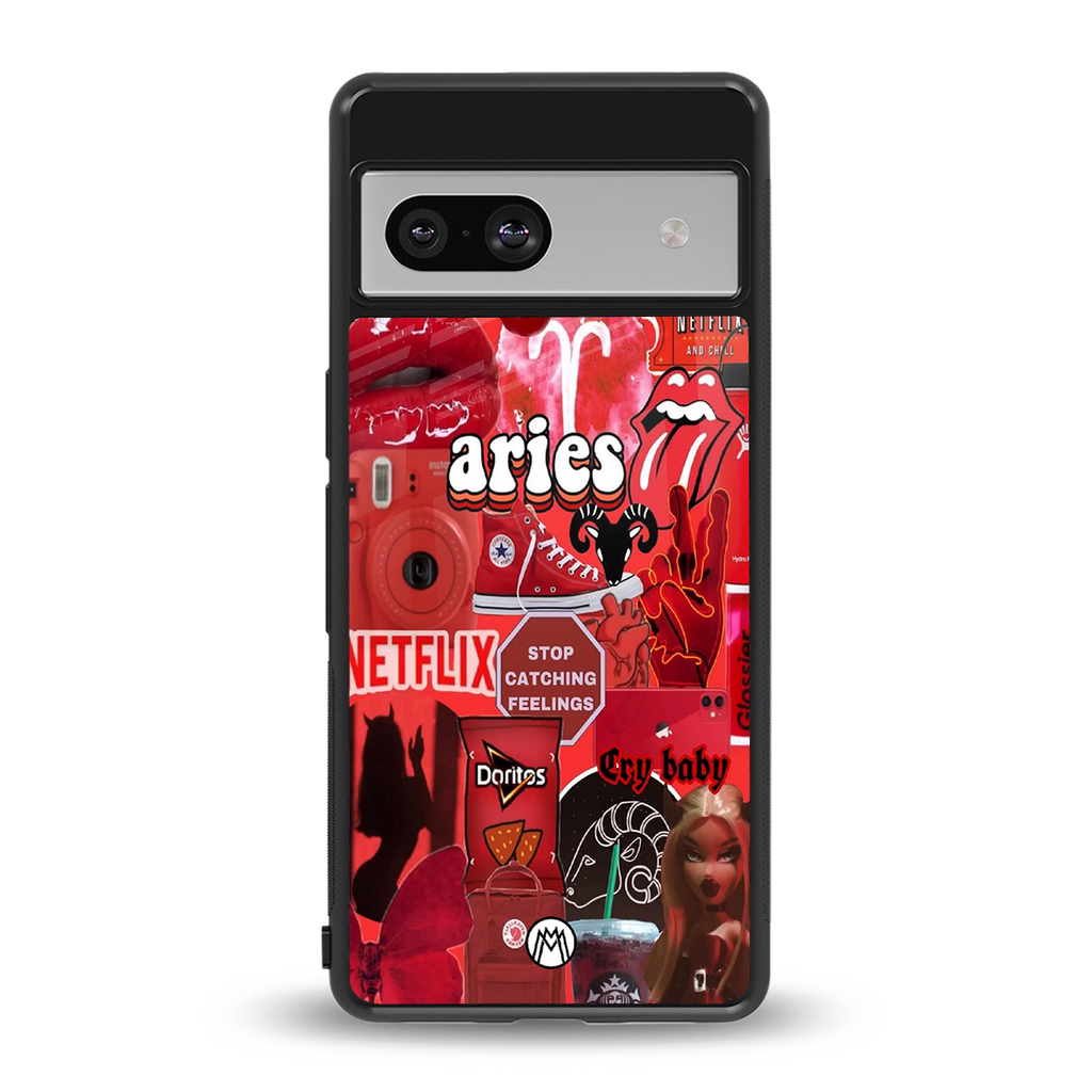 aries aesthetic collage back phone cover | glass case for Google Pixel 7
