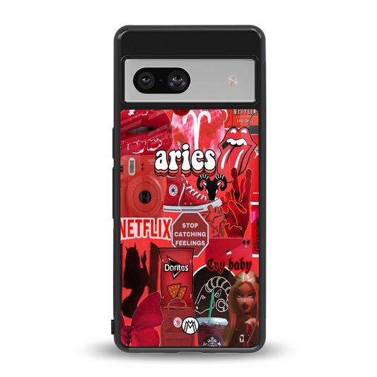 aries aesthetic collage back phone cover | glass case for Google Pixel 7