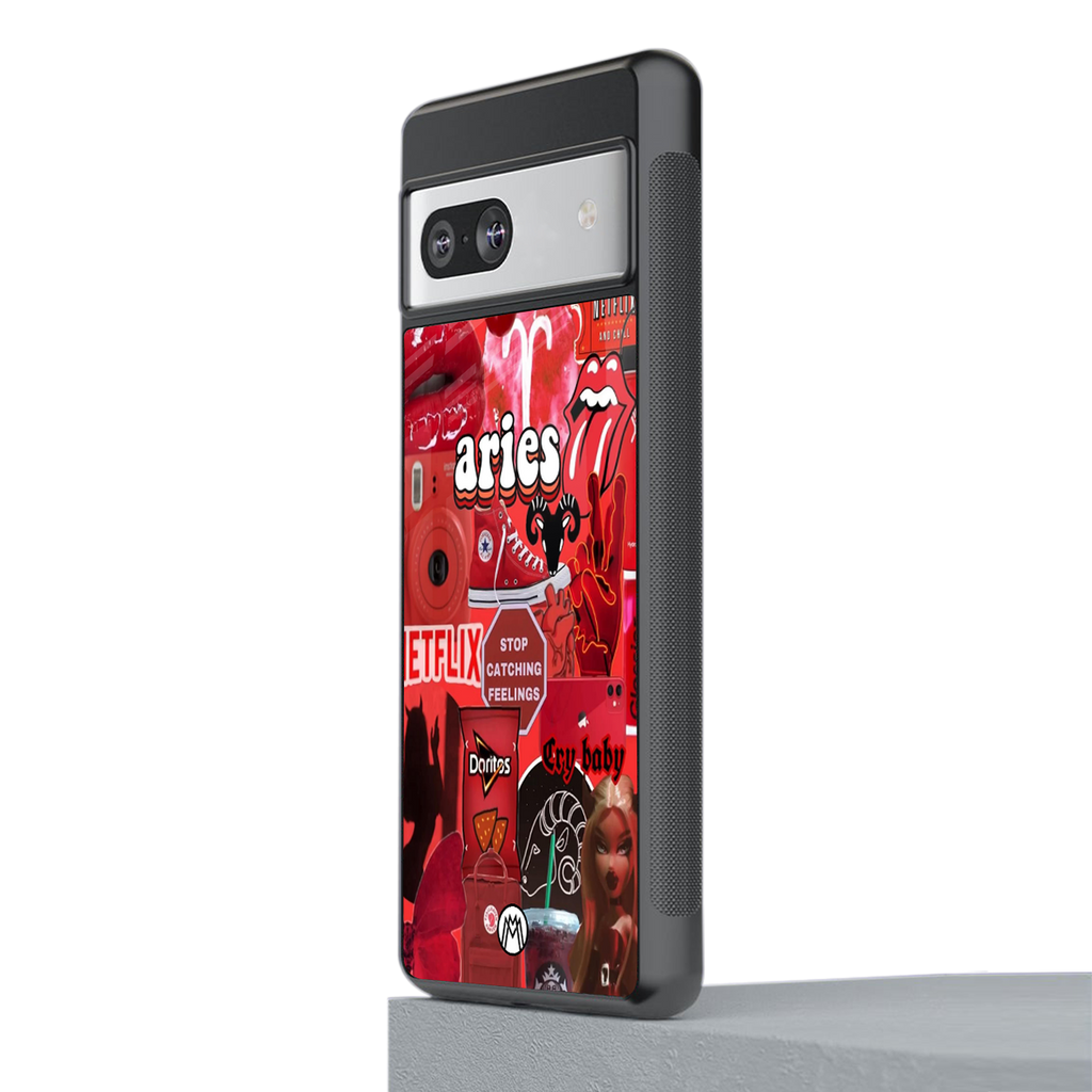 aries aesthetic collage back phone cover | glass case for Google Pixel 7