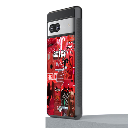 aries aesthetic collage back phone cover | glass case for Google Pixel 7
