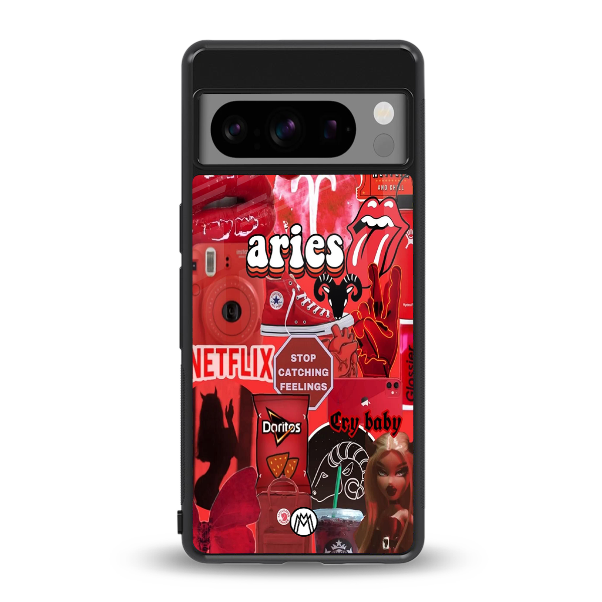 aries aesthetic collage back phone cover | glass case for google pixel 8 pro