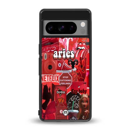 aries aesthetic collage back phone cover | glass case for google pixel 8 pro