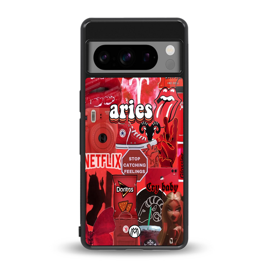 aries aesthetic collage back phone cover | glass case for google pixel 8 pro